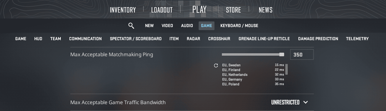 max ping while online gaming